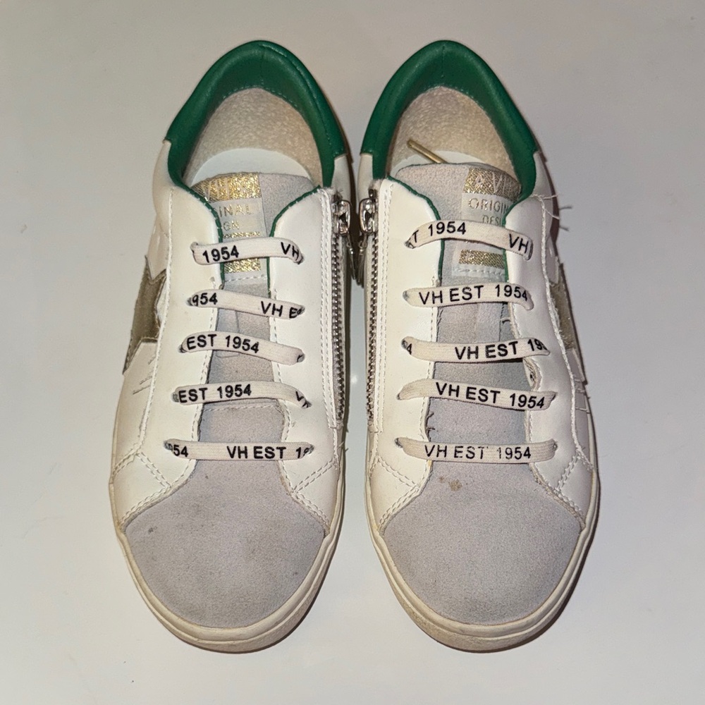 Girls Vintage Havana White and Green Sneakers